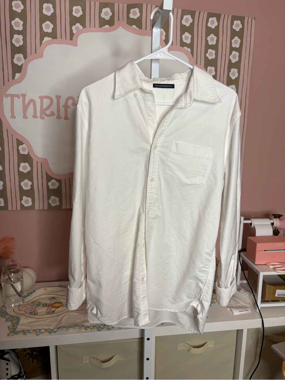 100% cotton white Button-Down Shirt